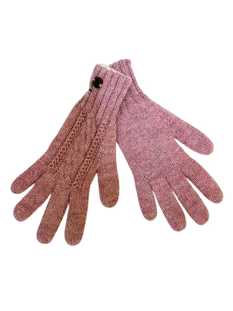 Alpaca gloves reversibles Rose pastel & White - Image 2