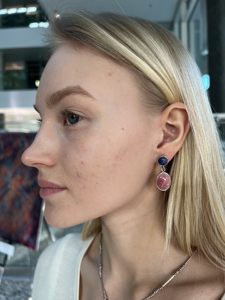 Rhodochrosite & sodalite earrings - Image 2