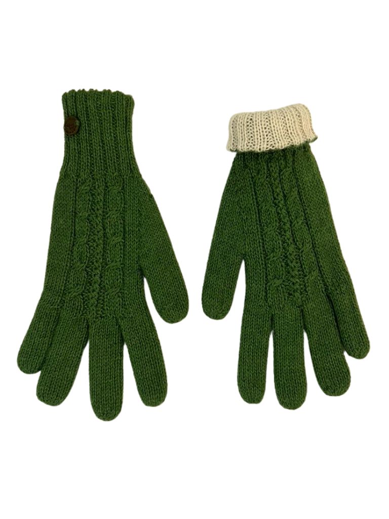 Alpaca Gloves Green & Beige