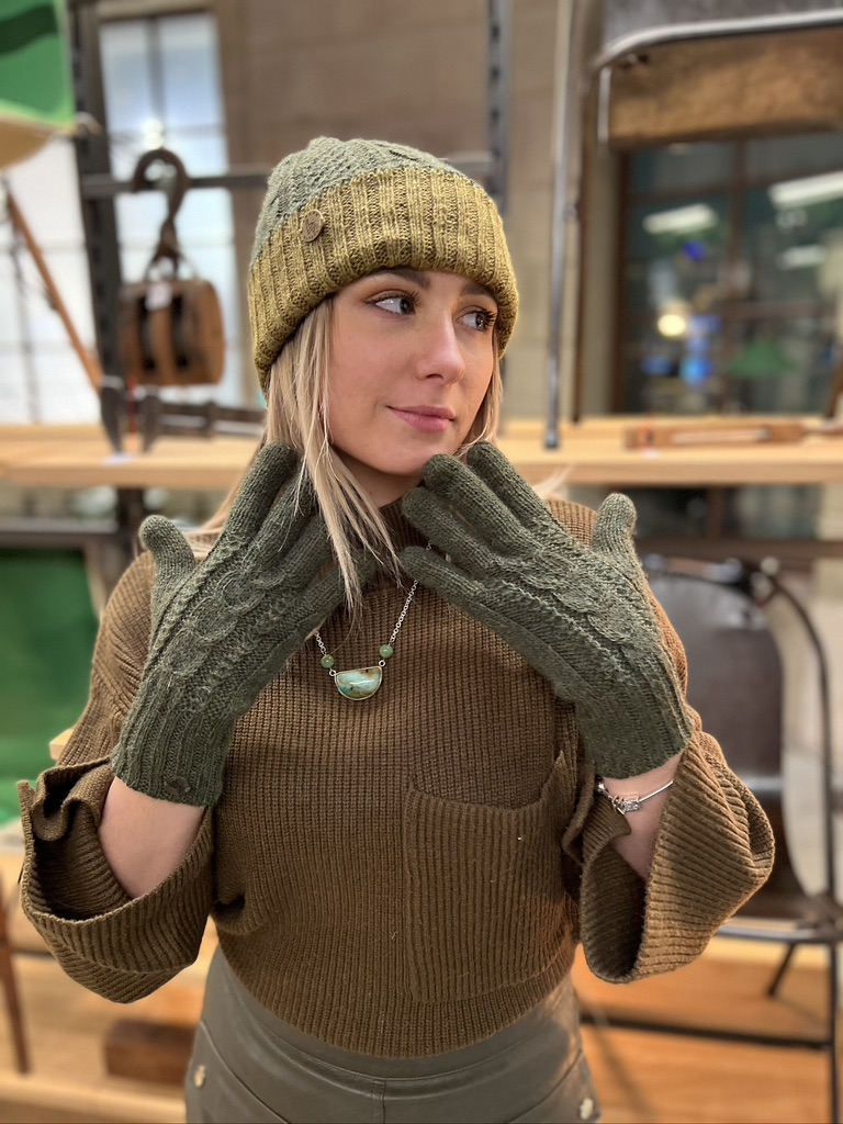 Beanie reversible Green & Mustard - Image 5