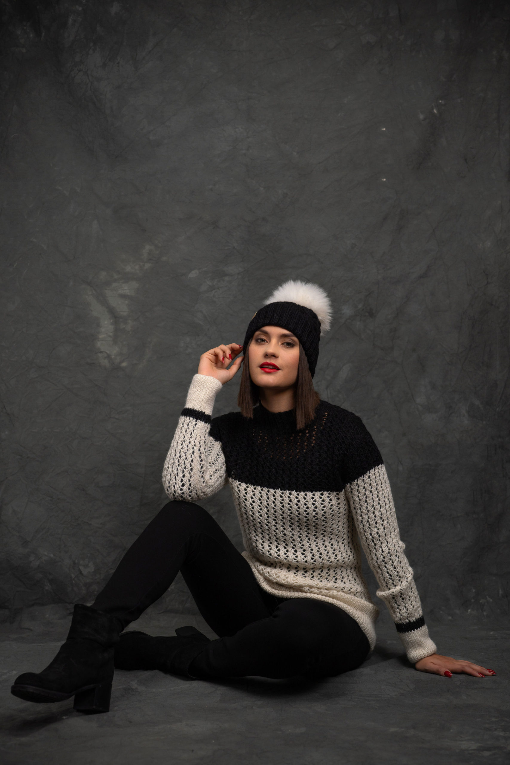 Alpaca pull "La Parisienne" White and Black - Image 2