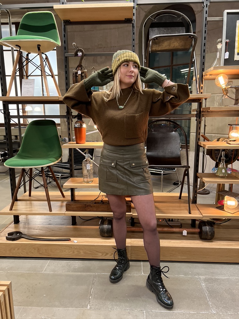 Beanie reversible Green & Mustard - Image 4