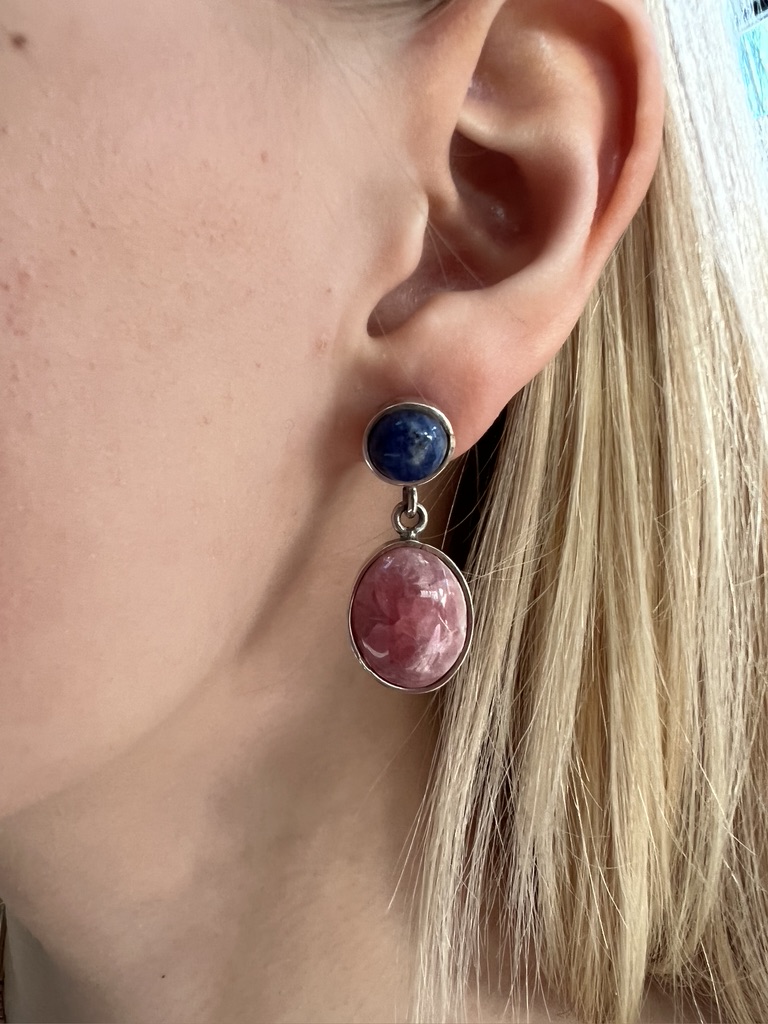 Rhodochrosite & sodalite earrings - Image 3