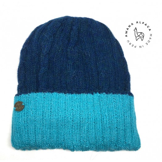 reversible Beanie Turquoise & Cyan